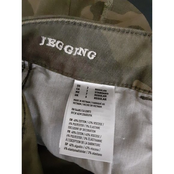 American Eagle Women's Green Camo Distressed Jegging Skinny Jeans Stretch 2 - Picture 8 of 8